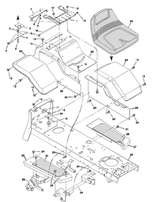 Body Chassis Diagram and Parts List for 46379X192B 1997 Briggs and Stratton Lawn Tractor